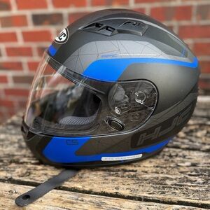 HJC CS-R3 Dosta Full Face Sz M Motorcycle Helmet Black/Blue/Gray w/Clear Shield
